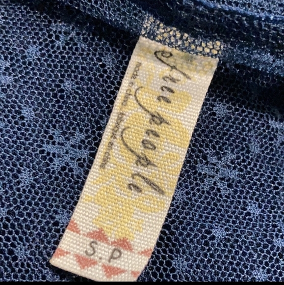 Free People Boho Blue Lace Eyelet Boho Top SMALL - Picture 3 of 7